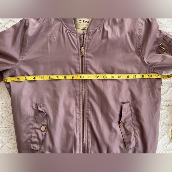 Ci Sono Dusty Lavender Bomber Jacket with Gold Detail Women’s Size Small - Picture 15 of 16